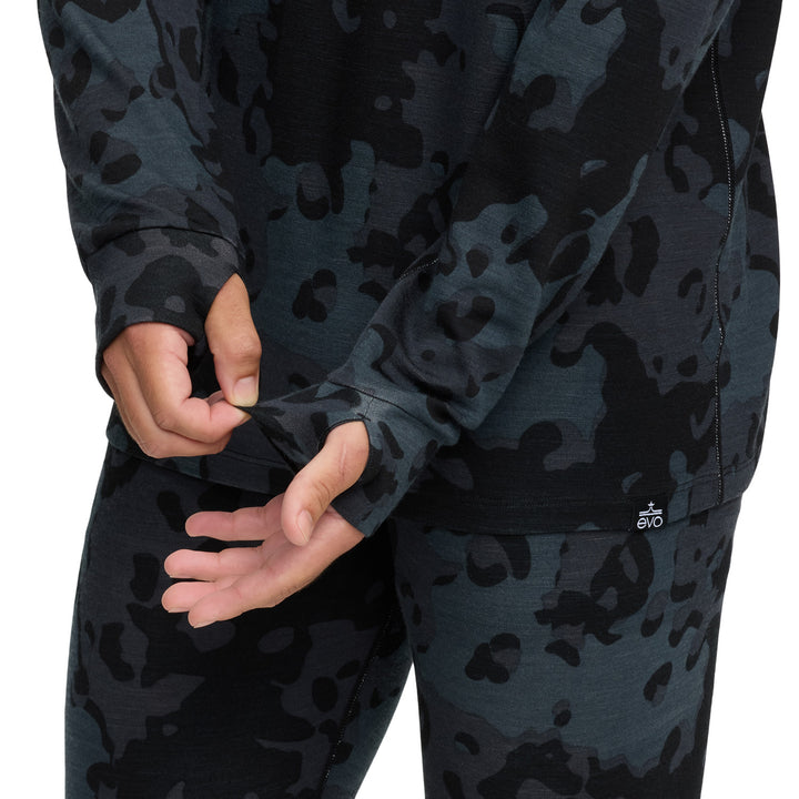 evo Merino Wool Crew Top - Men's Black Camo