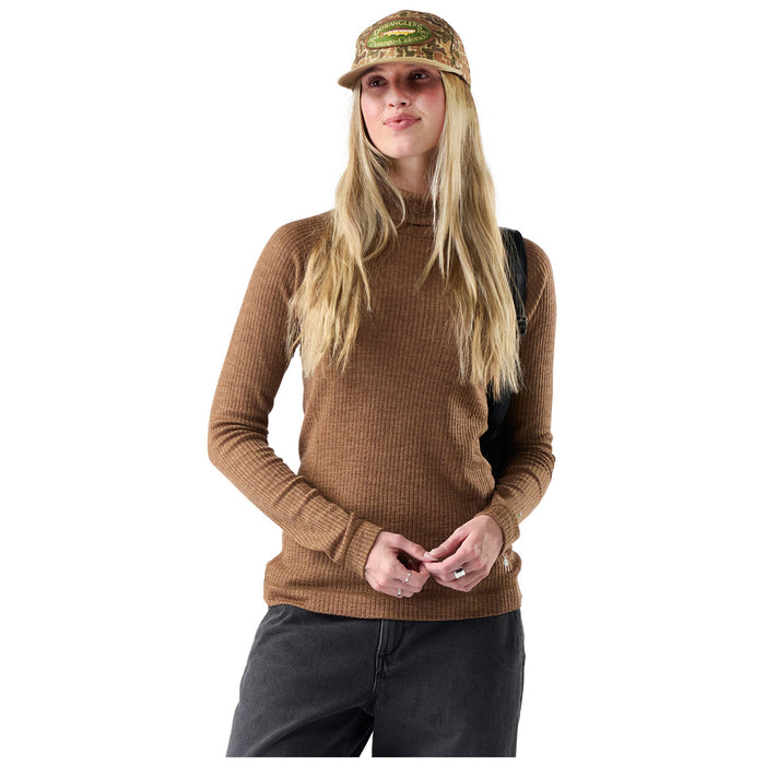 Smartwool Thermal Merino Rib Turtleneck Top - Women's Mocha Heather
