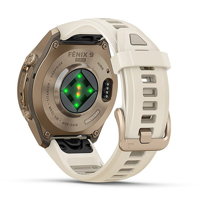 Garmin fenix 9 Pro AMOLED Smartwatch Autumn Gold Titanium with Cream/French Gray Silicone Band