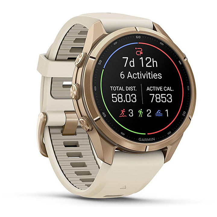 Garmin fenix 9 Pro AMOLED Smartwatch Autumn Gold Titanium with Cream/French Gray Silicone Band