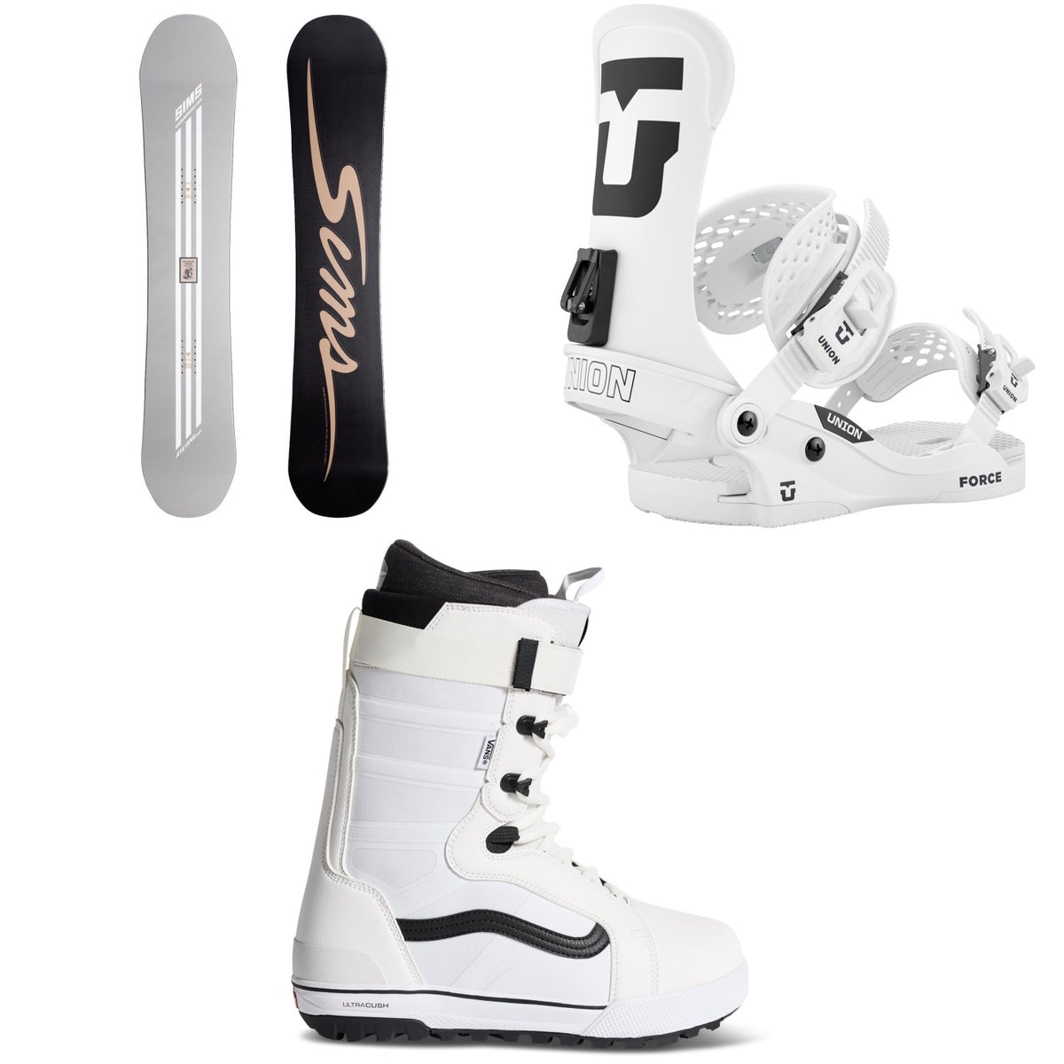 Sims ATV Snowboard + Union Force Classic Snowboard Bindings + Vans Hi-Standard Pro Snowboard Boots 2027