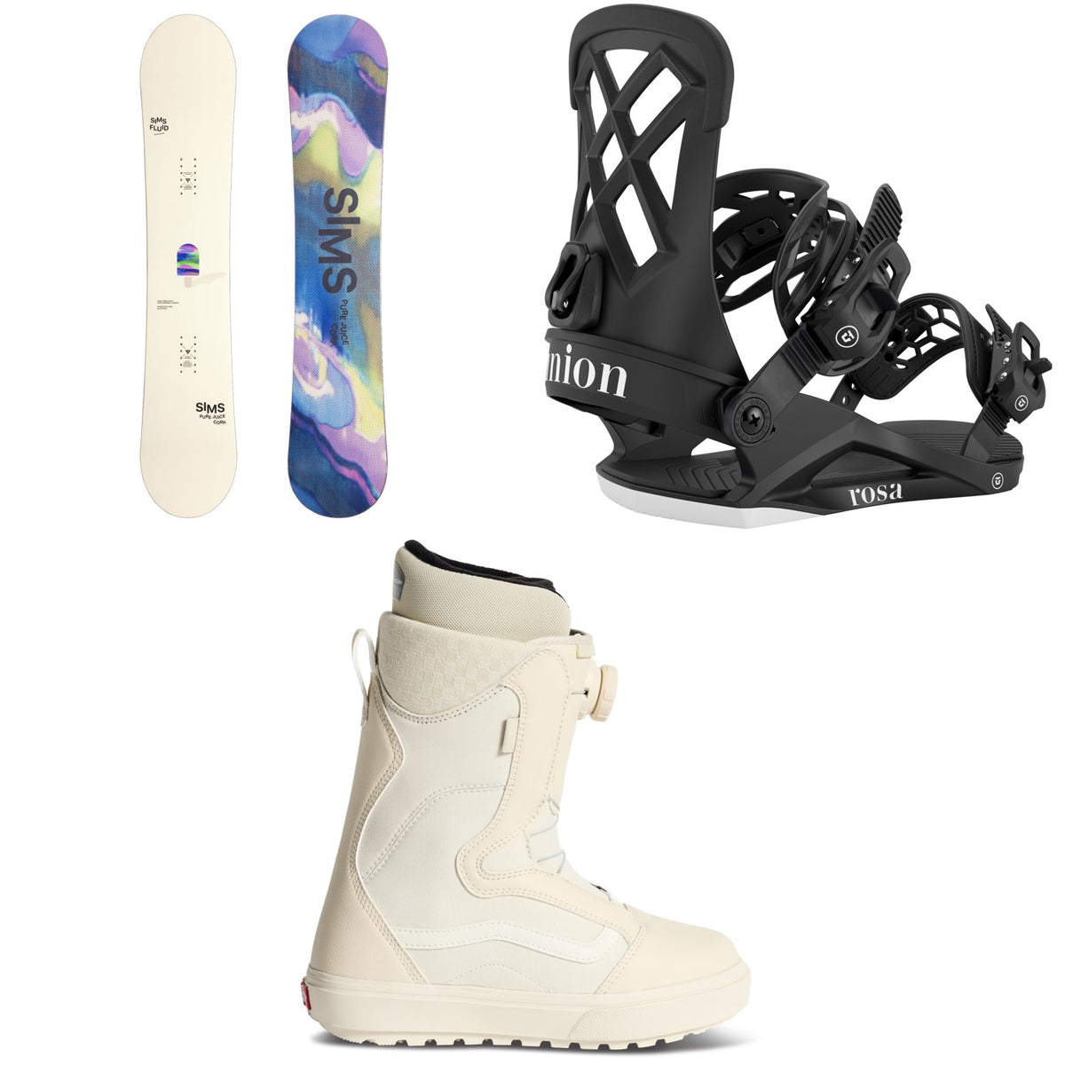 Sims Fluid Snowboard + Union Rosa Snowboard Bindings + Vans Encore OG Snowboard Boots - Women's 2027