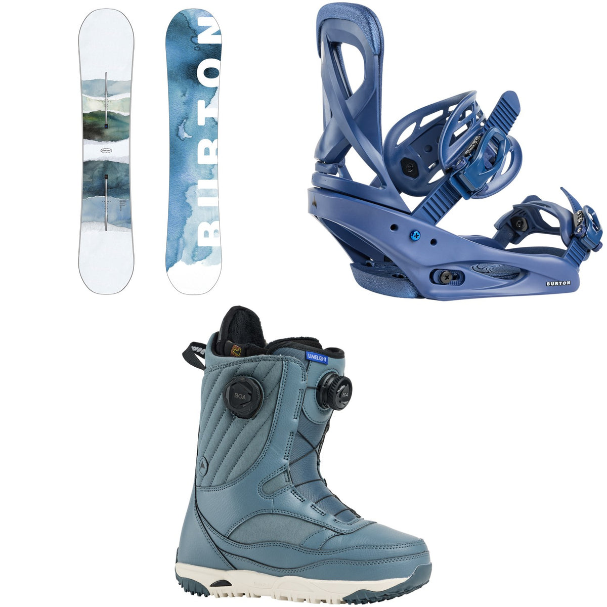 Burton Cultivator Snowboard + Scribe Snowboard Bindings + Limelight Boa Snowboard Boots Women's 2026