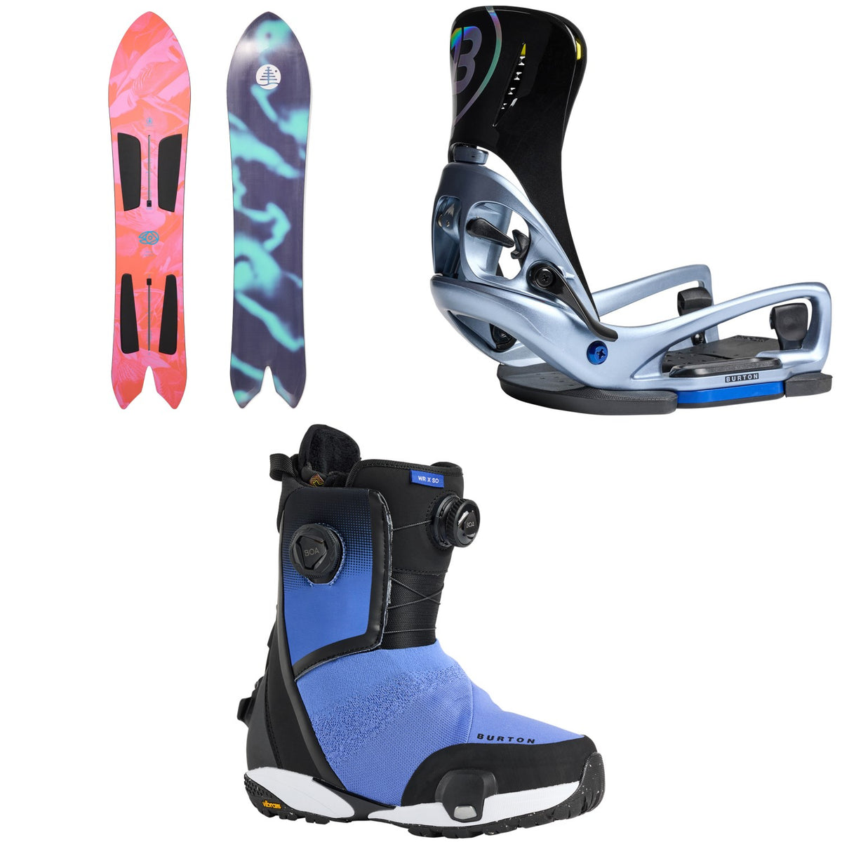 Burton Family Tree 3D Channel Surfer Snowboard + Step On Escapade EST Snowboard Bindings + Waverange X Step On Snowboard Boots - Women's 2026