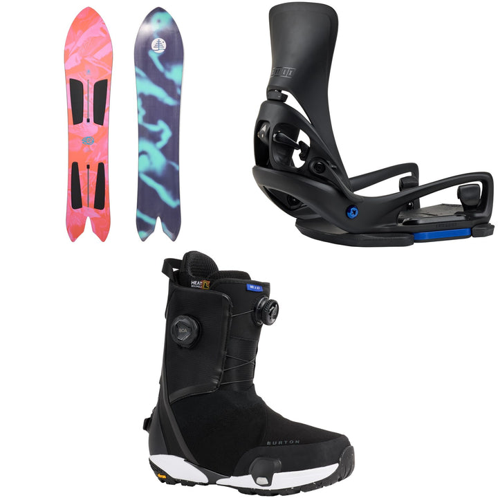 Burton Family Tree 3D Channel Surfer Snowboard + Step On Cartel X EST Snowboard Bindings + Waverange X Step On Snowboard Boots 2026