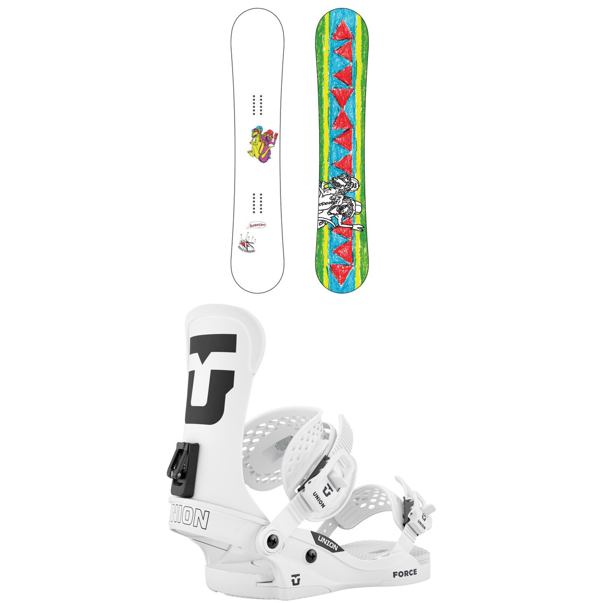 Dinosaurs Will Die Keenans Snowboard + Union Force Classic Snowboard Bindings 2027