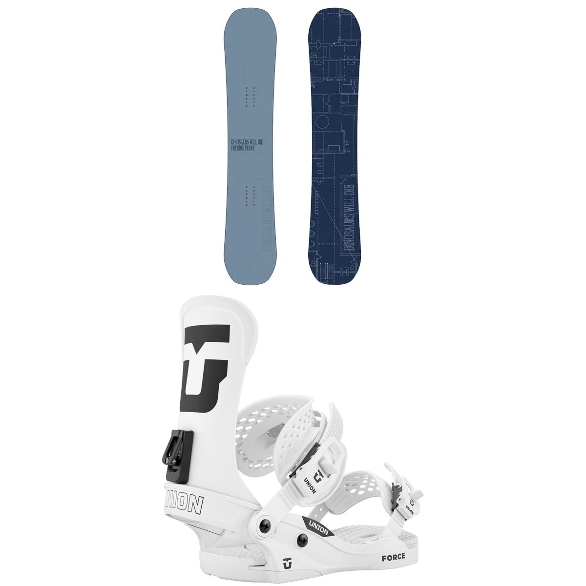 Dinosaurs Will Die Perry Snowboard + Union Force Classic Snowboard Bindings 2027
