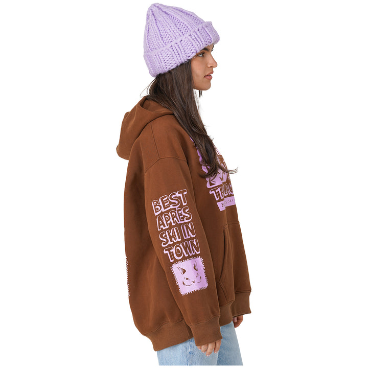 Notice The Reckless Black Cat Oversized Hoodie - Women's Brown