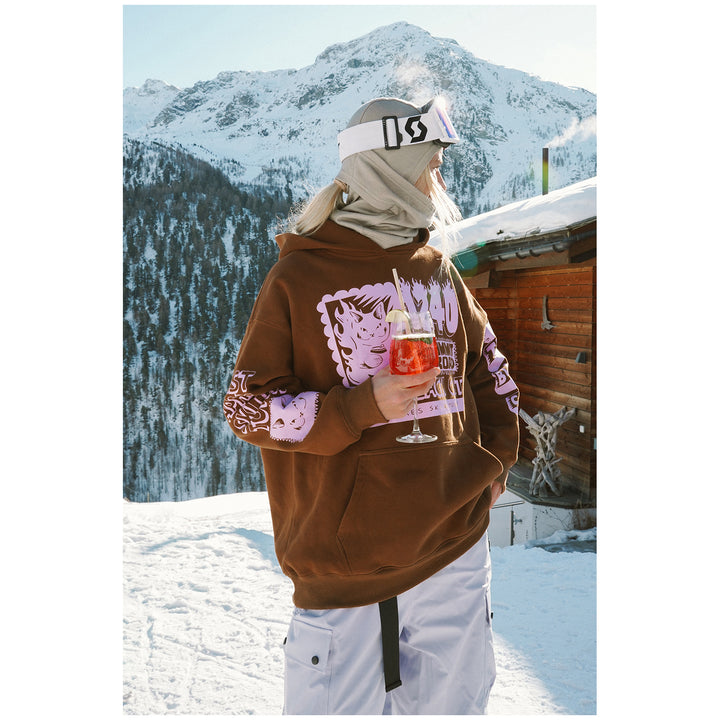 Notice The Reckless Black Cat Oversized Hoodie - Women's Brown