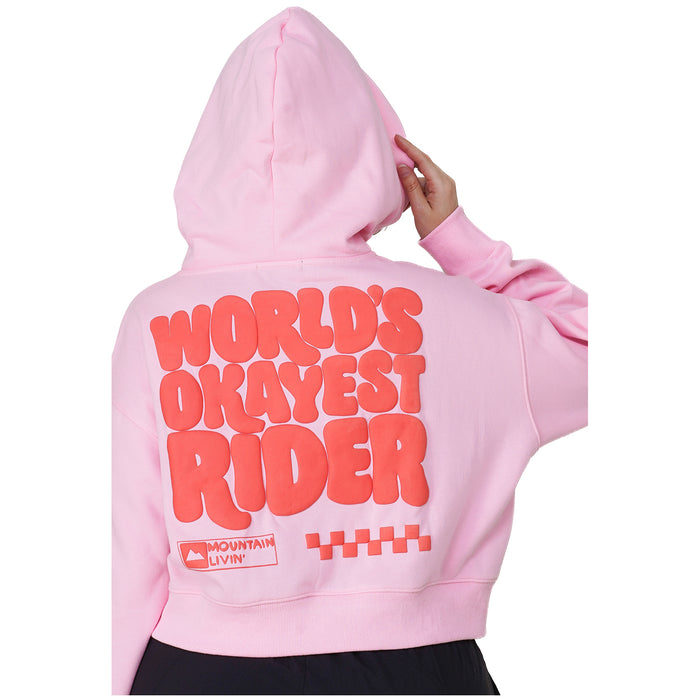 Notice The Reckless Okayest Rider Cropped Hoodie - Women's Pink