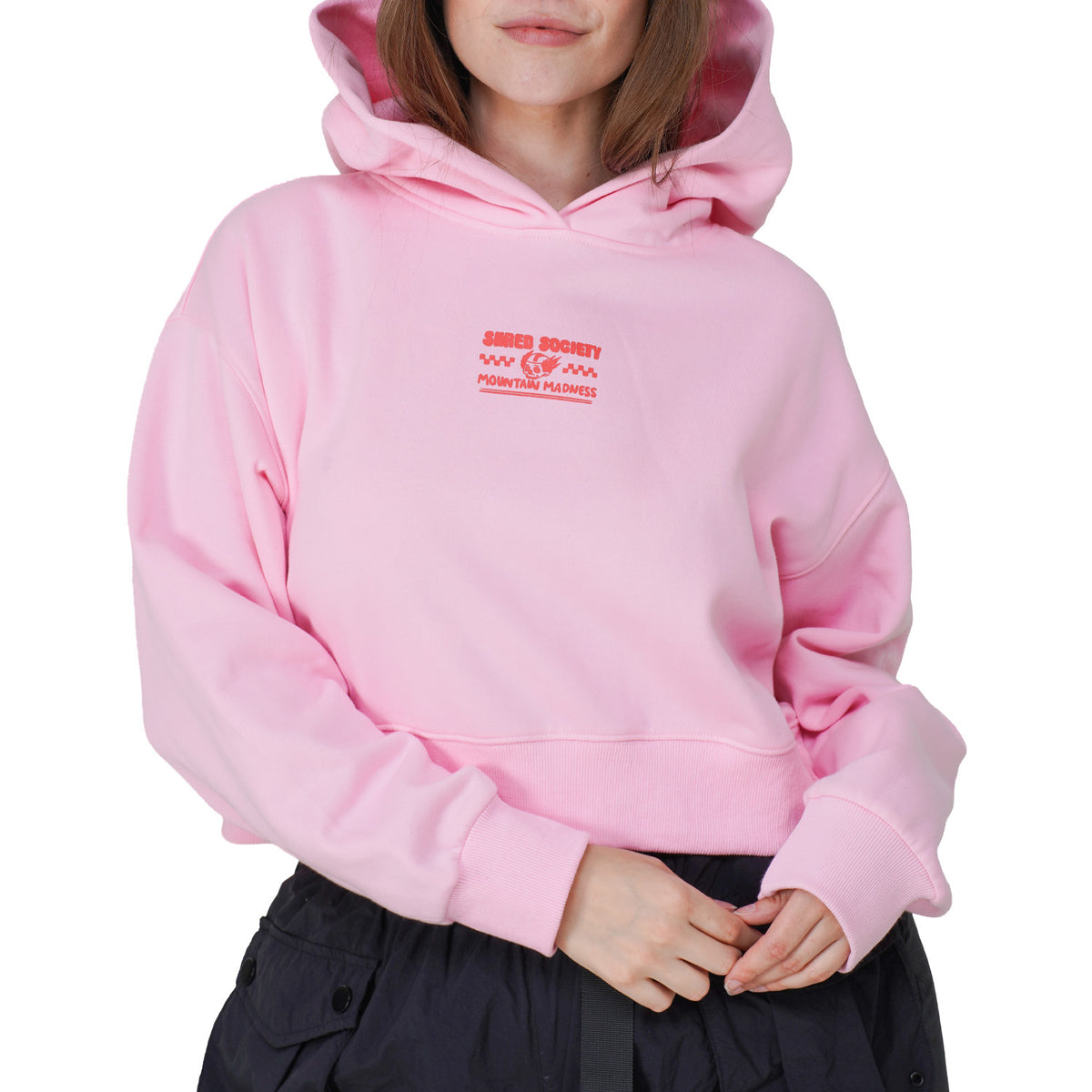 Notice The Reckless Okayest Rider Cropped Hoodie - Women's Pink
