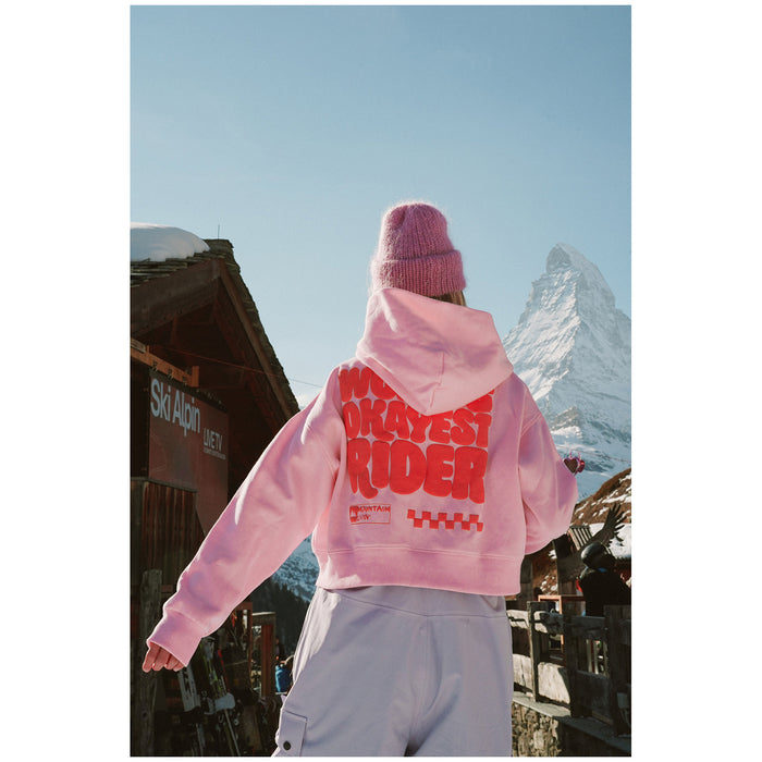 Notice The Reckless Okayest Rider Cropped Hoodie - Women's Pink