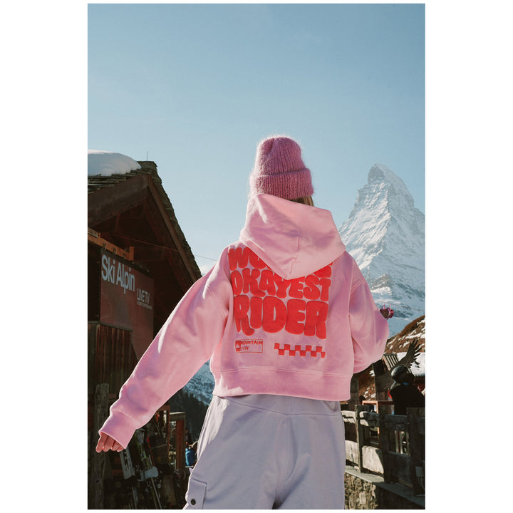 Notice The Reckless Okayest Rider Cropped Hoodie - Women's Pink