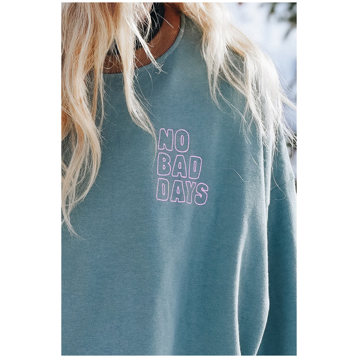 Notice The Reckless No Bad Days Cropped Long-Sleeve T-Shirt - Women's Teal/Brown