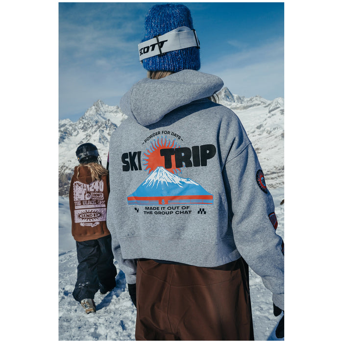 Notice The Reckless Ski Trip Cropped Hoodie - Women's Athletic Grey