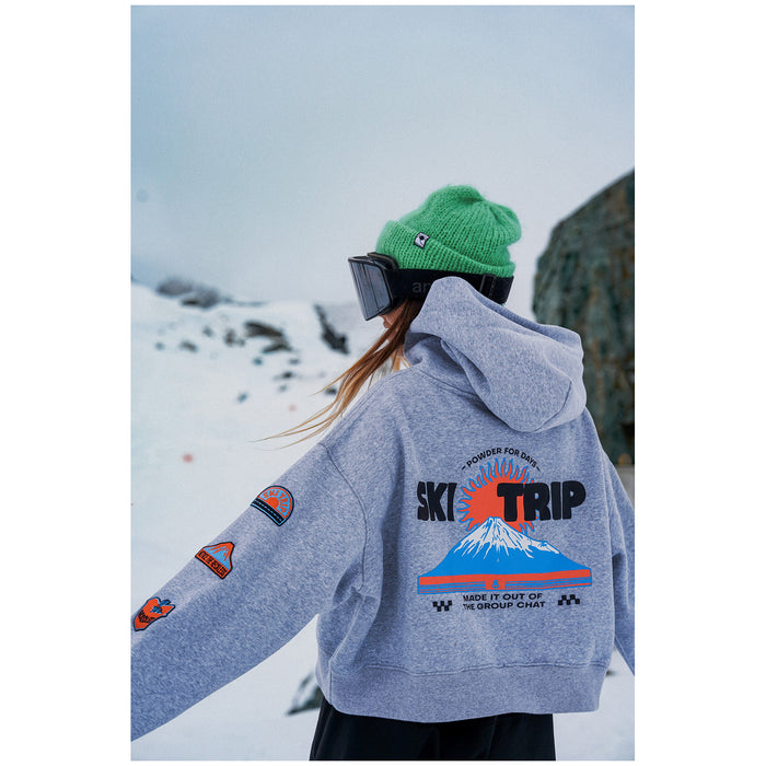Notice The Reckless Ski Trip Cropped Hoodie - Women's Athletic Grey