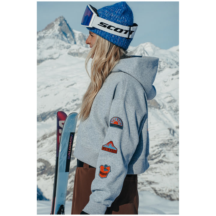 Notice The Reckless Ski Trip Cropped Hoodie - Women's Athletic Grey