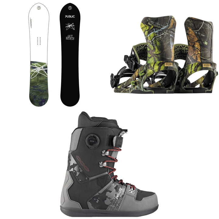 Public Snowboards Outreach Snowboard + Flux DS Snowboard Bindings + Deeluxe D.N.A. Pro Snowboard Boots 2026