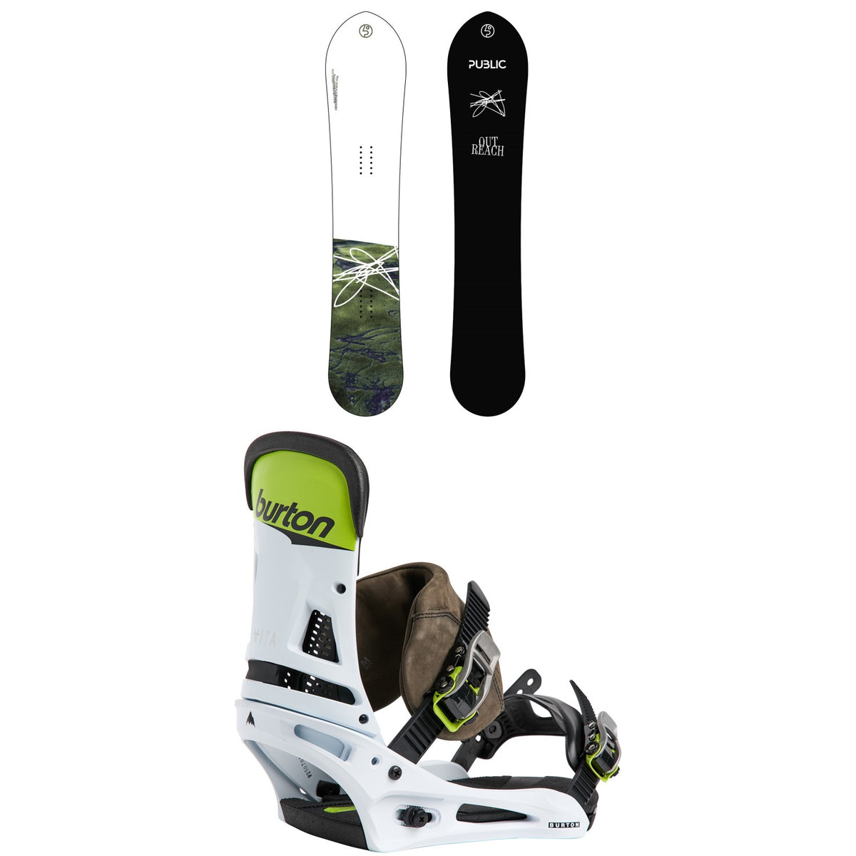 Public Snowboards Outreach Snowboard + Burton Malavita Snowboard Bindings 2026