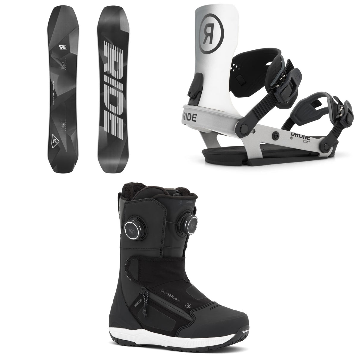 Ride Moderator Snowboard + Drone Snowboard Bindings + Cadence Snowboard Boots - Women's 2027