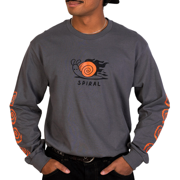 Spiral Wax Co. Go Fast Long-Sleeve T-Shirt - Unisex Gray/Artwork by: Hannah Eddy
