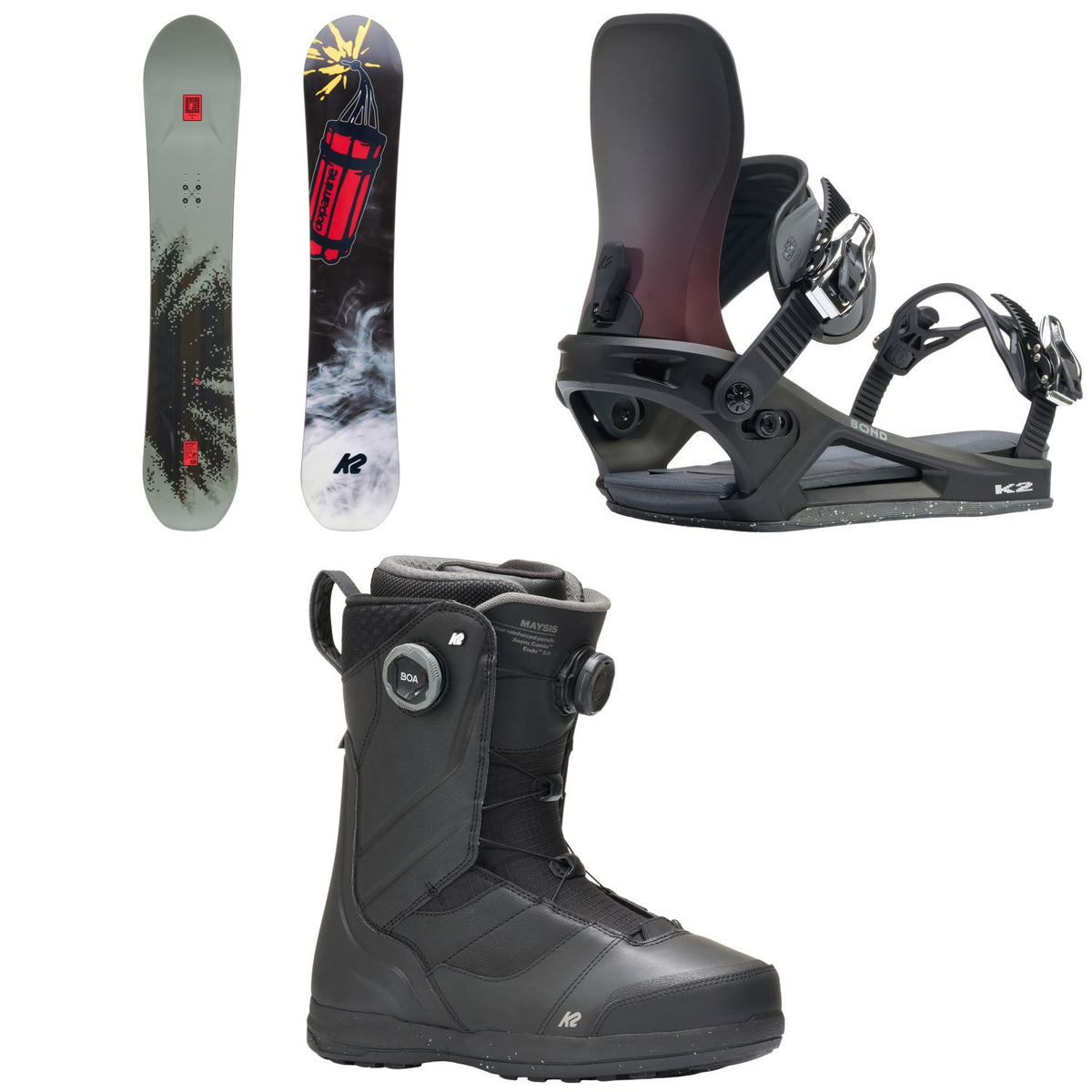 K2 Antidote Snowboard + Bond Snowboard Bindings + Maysis Snowboard Boots 2027