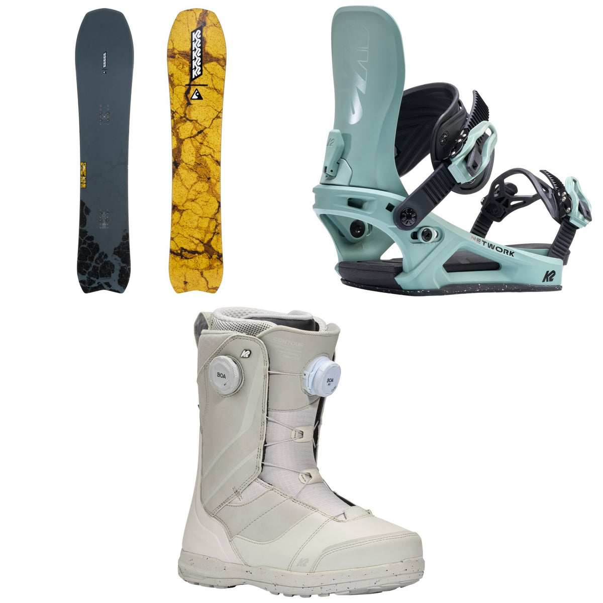 K2 Excavator Snowboard + Network Snowboard Bindings + Contour Snowboard Boots - Women's 2027