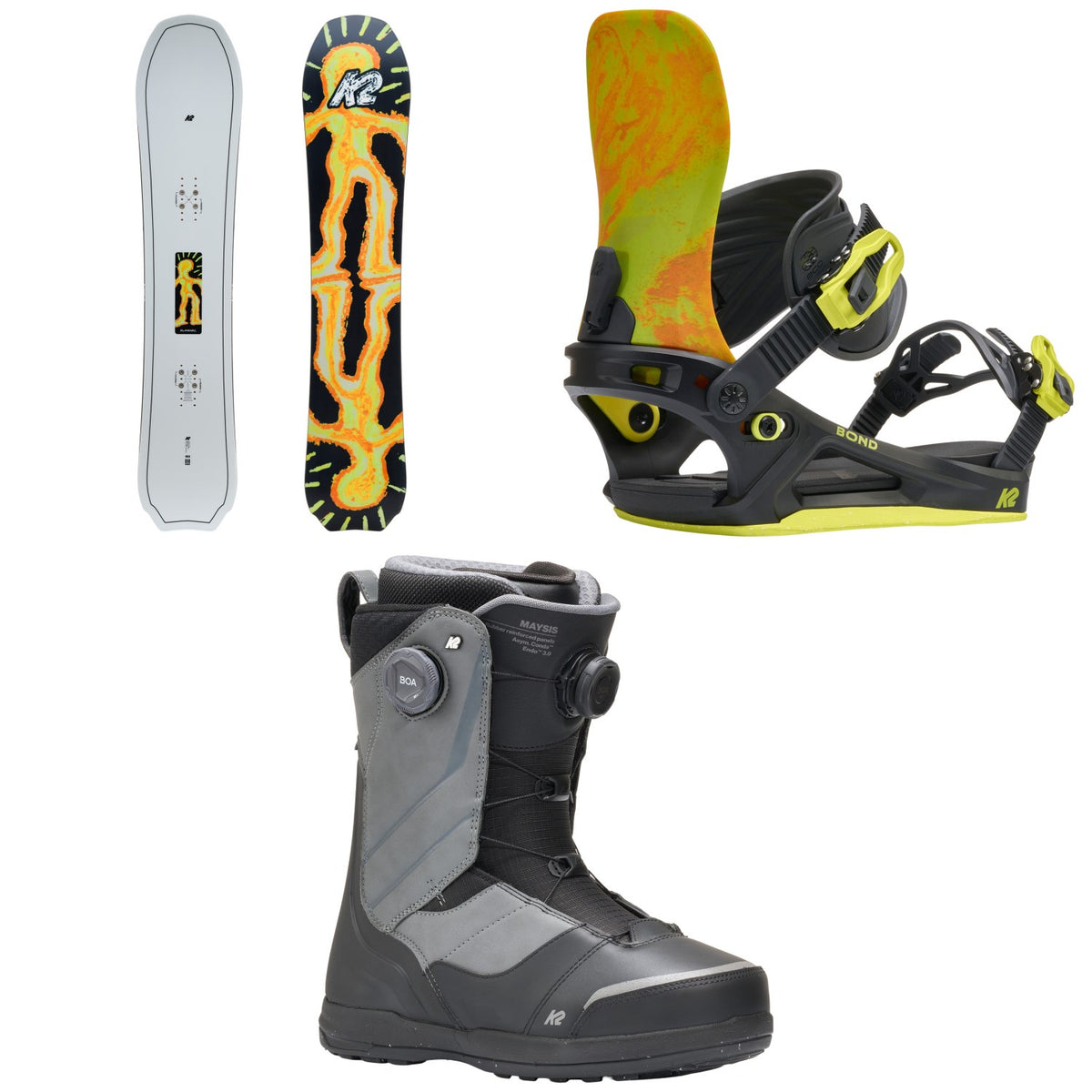 K2 Almanac Snowboard + Bond Snowboard Bindings + Maysis Snowboard Boots 2027