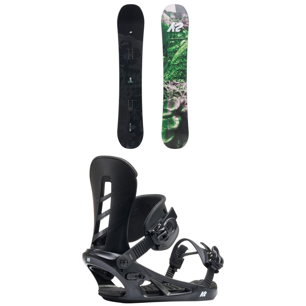 K2 Embassy Snowboard + Sonic Snowboard Bindings 2027