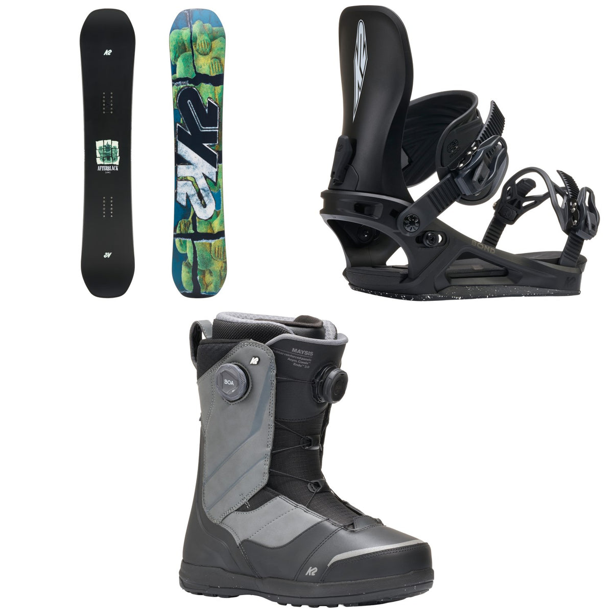 K2 Afterblack Snowboard + Bond Snowboard Bindings + Maysis Snowboard Boots 2027