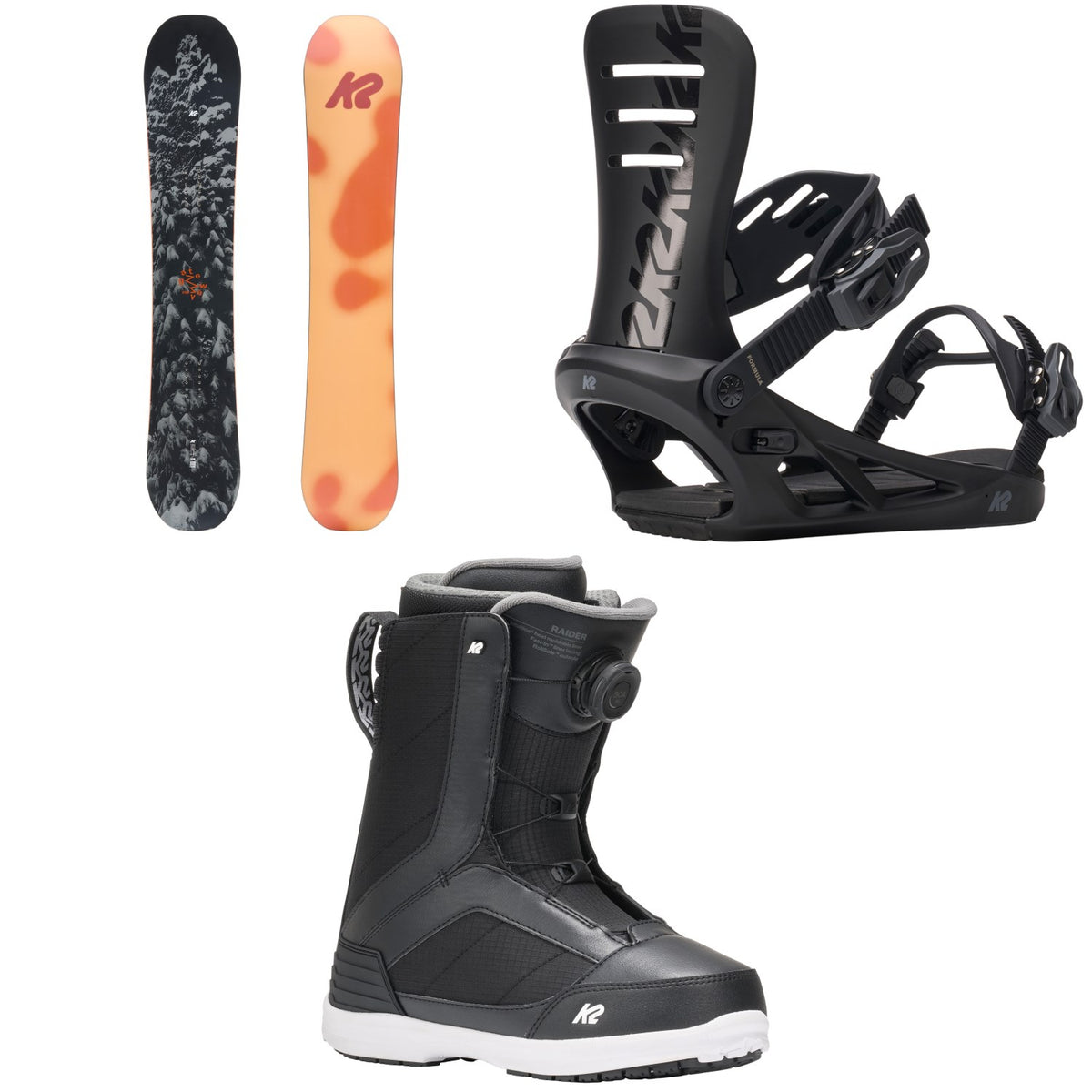 K2 Gateway Pop Snowboard + Formula Snowboard Bindings + Raider Snowboard Boots 2027