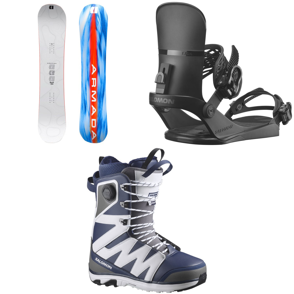 Armada Blueprint Snowboard + Salomon EDB Snowboard Bindings + X Approach Lace SJ Boa Snowboard Boots 2027