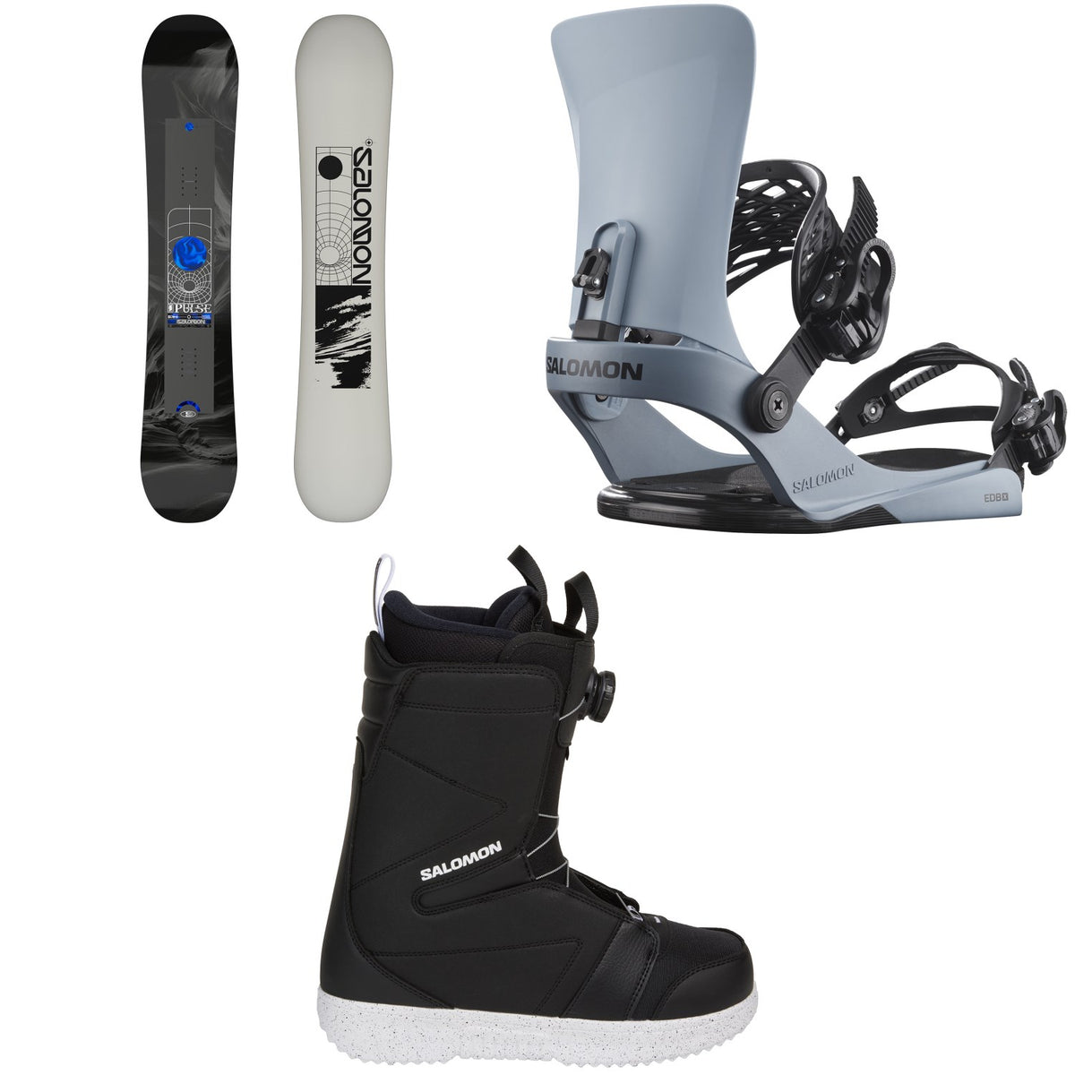Salomon Pulse Snowboard + EDB X Snowboard Bindings + Faction Boa X Snowboard Boots 2027