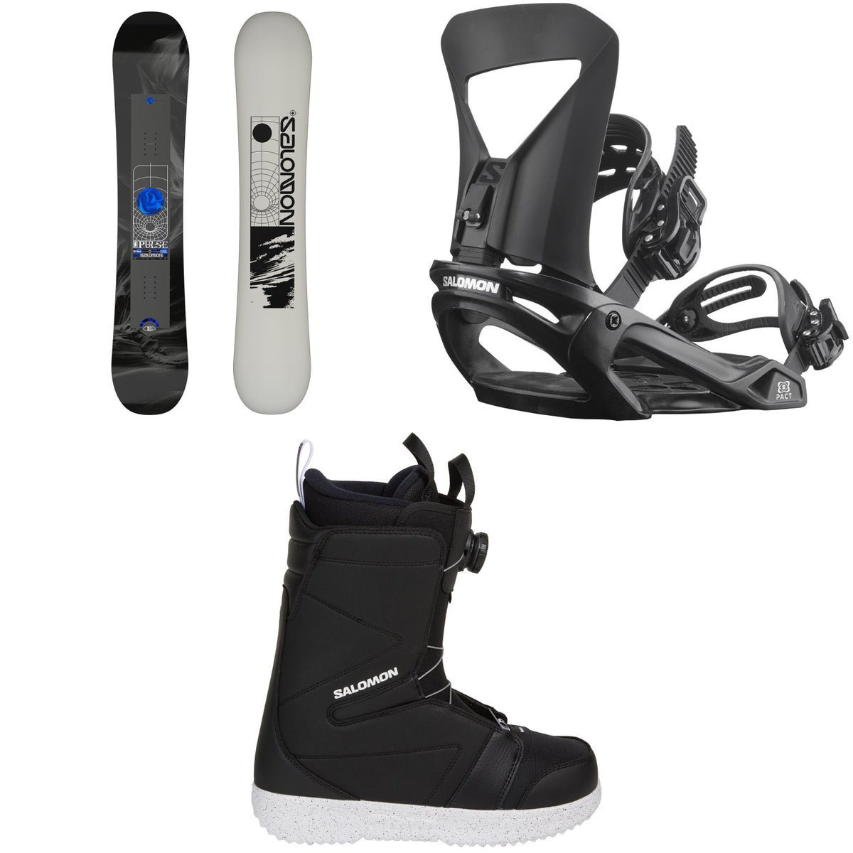 Salomon Pulse Snowboard + Pact Snowboard Bindings + Faction Boa X Snowboard Boots 2027