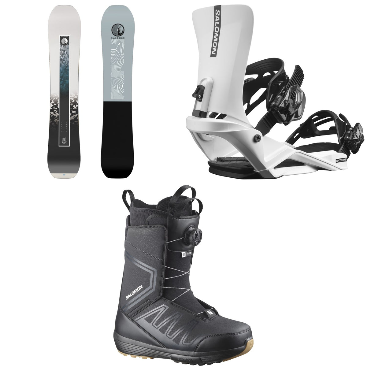 Salomon Sight X Snowboard + Rhythm Snowboard Bindings + Faction Boa Snowboard Boots 2027