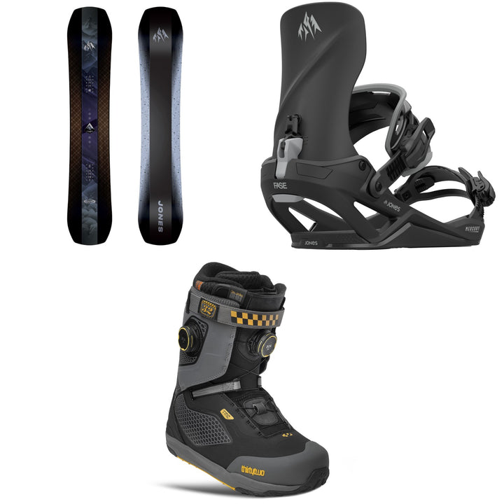 Jones Mountain Twin Pro Snowboard + Mercury FASE Snowboard Bindings + thirtytwo TM-2 XLT Double Boa Grenier Snowboard Boots 2027