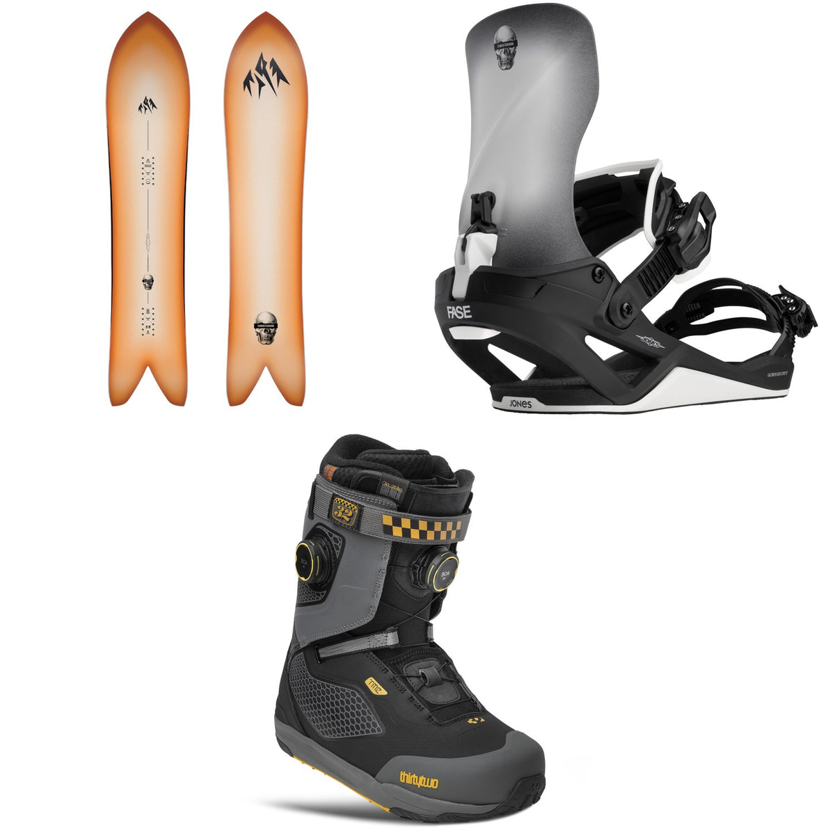 Jones Storm Chaser Snowboard + Mercury FASE Surf Series Snowboard Bindings + thirtytwo TM-2 XLT Double Boa Grenier Snowboard Boots 2027