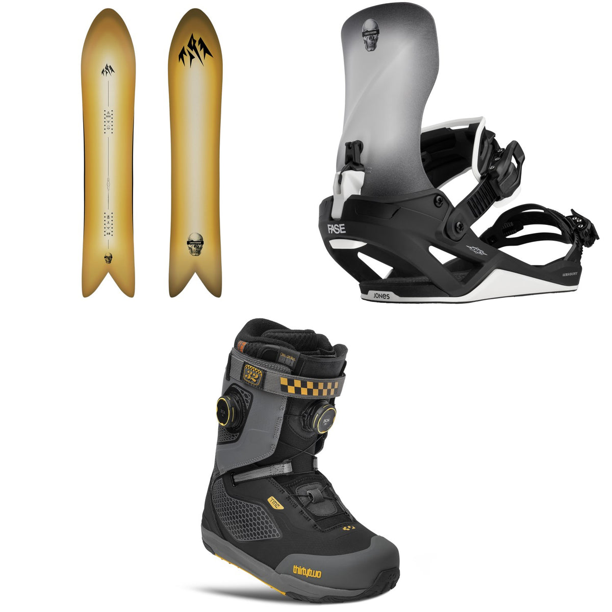 Jones Storm Wolf Snowboard + Mercury FASE Surf Series Snowboard Bindings + thirtytwo TM-2 XLT Double Boa Grenier Snowboard Boots 2027