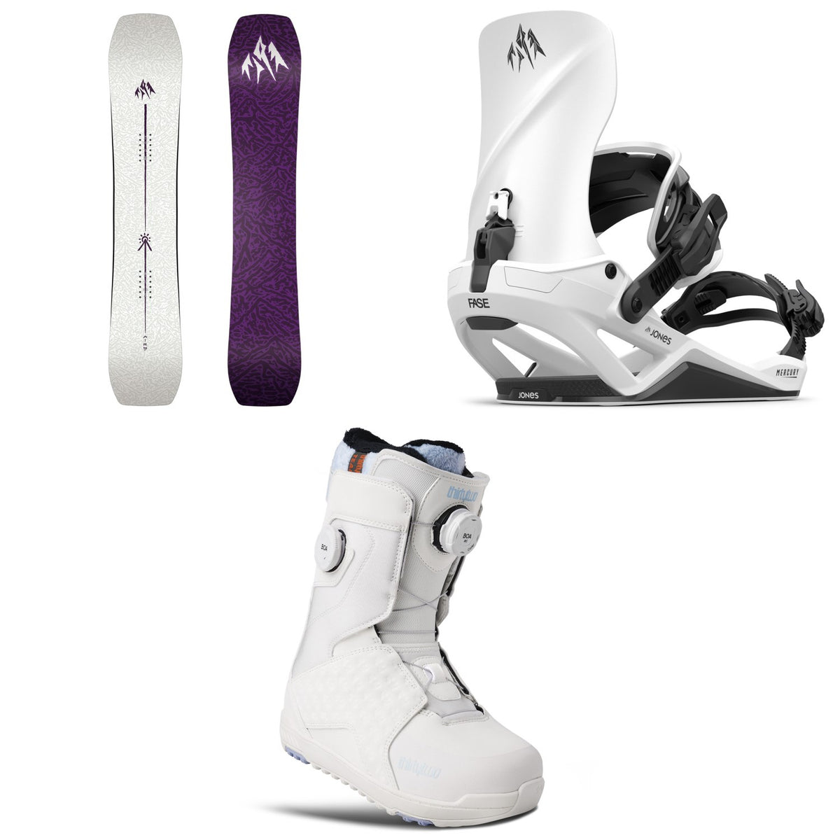 Jones Airheart 2.0 Snowboard + Mercury FASE Snowboard Bindings + thirtytwo Lashed Double Boa Snowboard Boots - Women's 2027