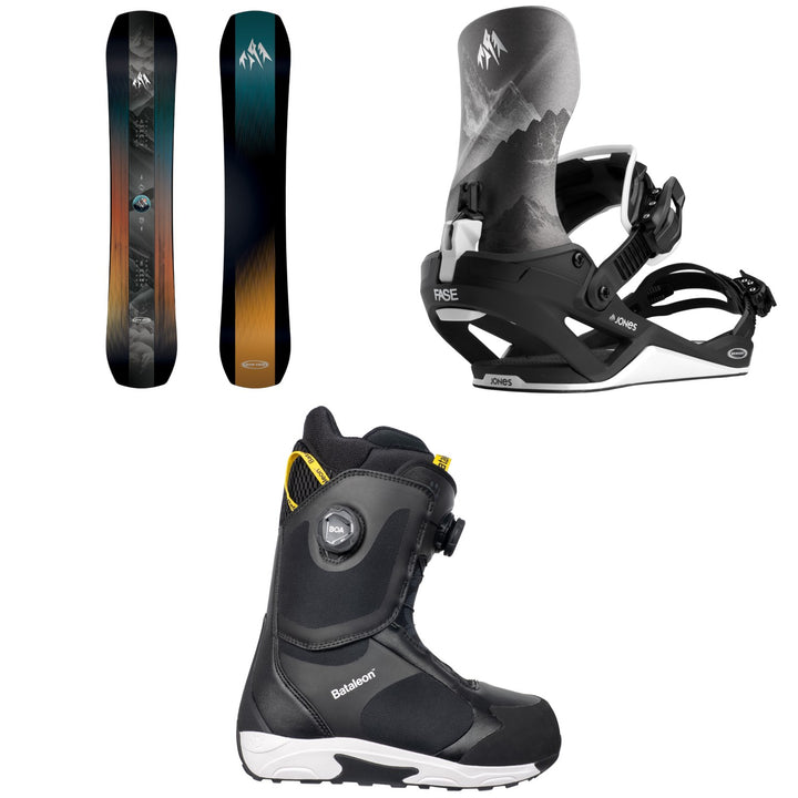 Jones Mountain Twin Snowboard + Mercury FASE Snowboard Bindings + Bataleon Rave Double Boa Snowboard Boots 2027