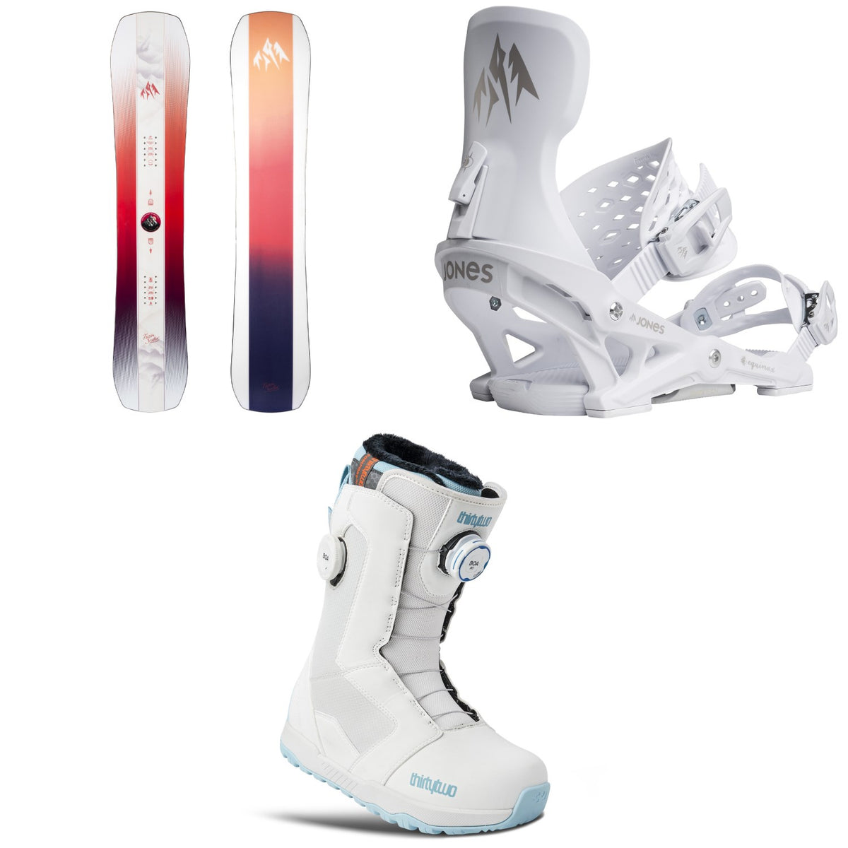 Jones Twin Sister Snowboard + Equinox Snowboard Bindings + thirtytwo STW Double Boa Snowboard Boots - Women's 2027
