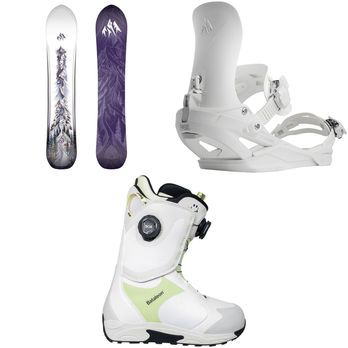 Jones Dream Weaver 2.0 Snowboard + Nebula FASE Snowboard Bindings + Bataleon Rave Double Boa Snowboard Boots - Women's 2027