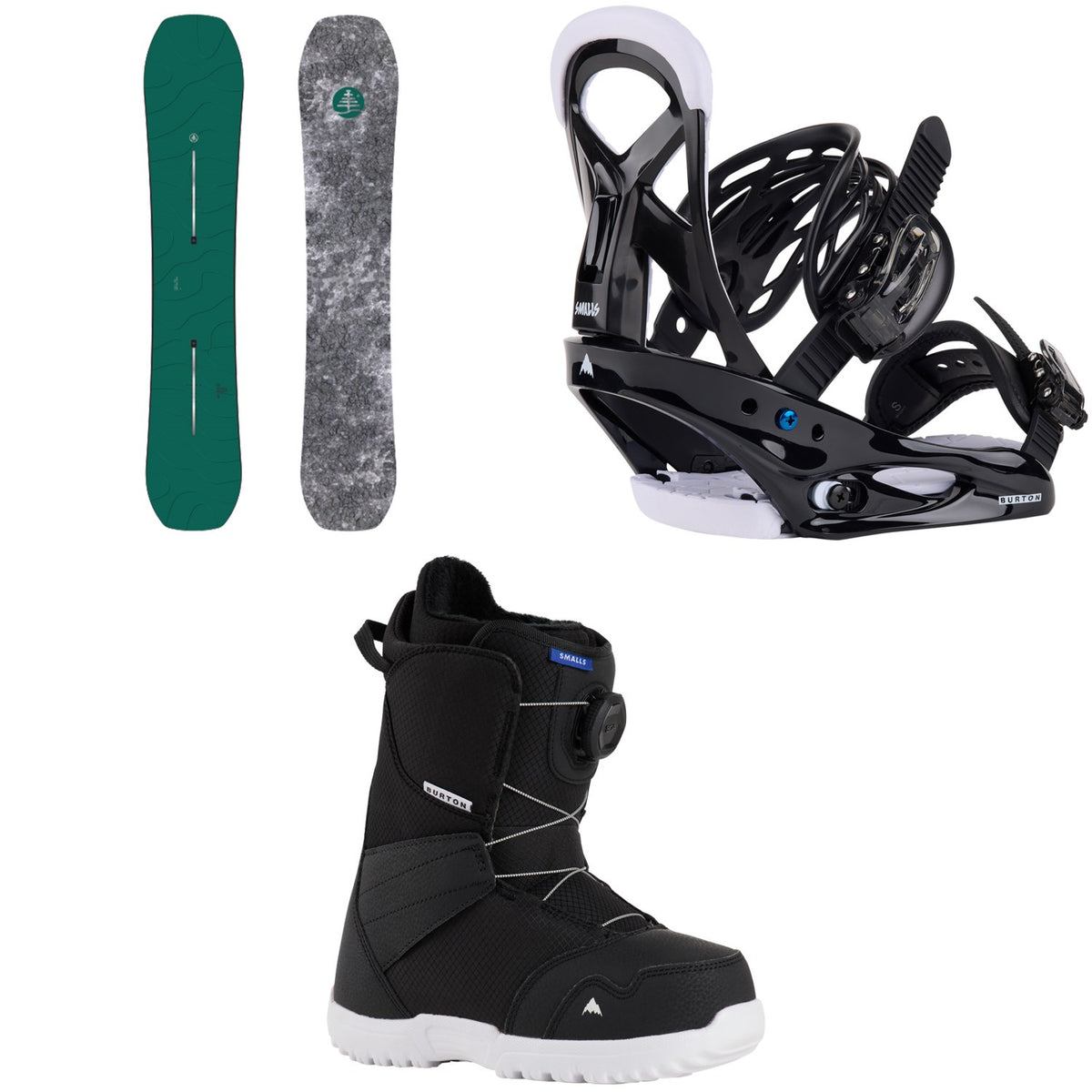 Burton Family Tree Hometown Hero Snowboard + Smalls Snowboard Bindings + Smalls BOA Snowboard Boots - Kids' 2027