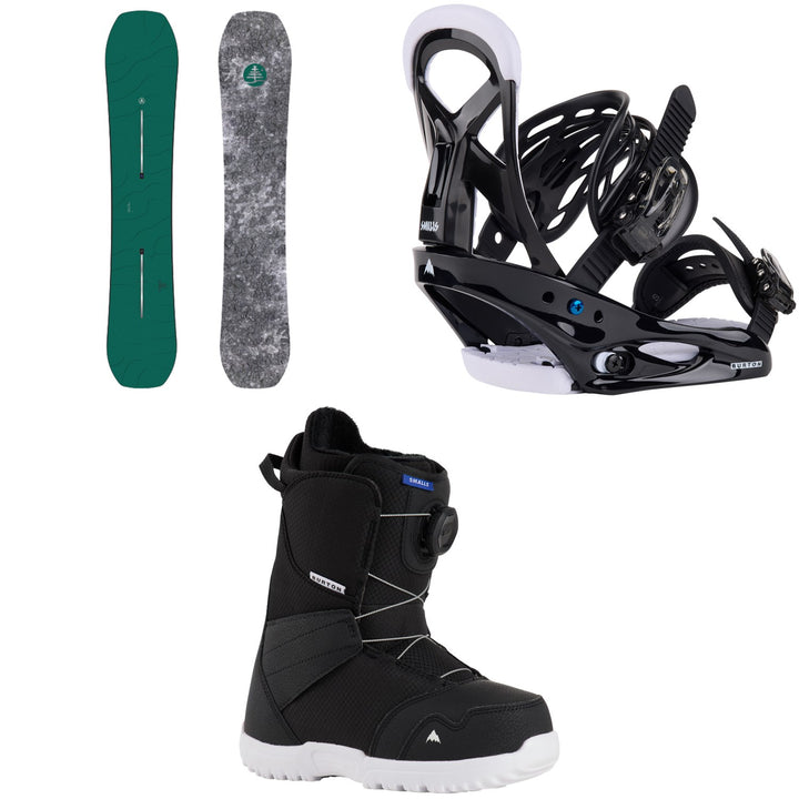 Burton Family Tree Hometown Hero Snowboard + Smalls Snowboard Bindings + Smalls BOA Snowboard Boots - Kids' 2027