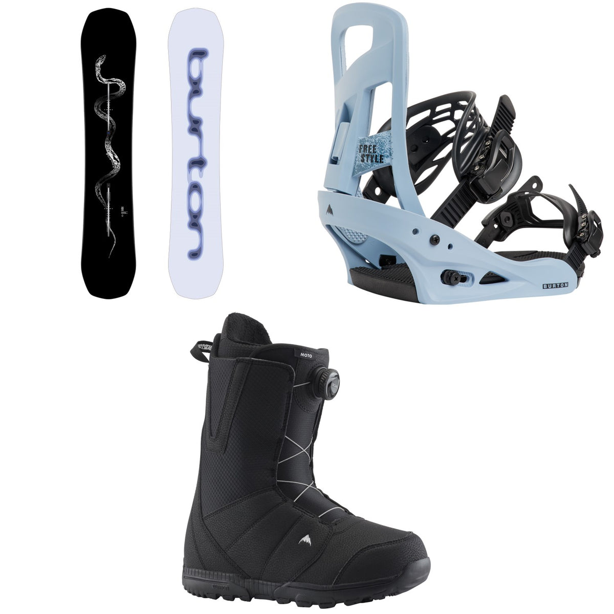 Burton Spellbinder Snowboard + Freestyle Snowboard Bindings + Moto Boa Snowboard Boots 2027