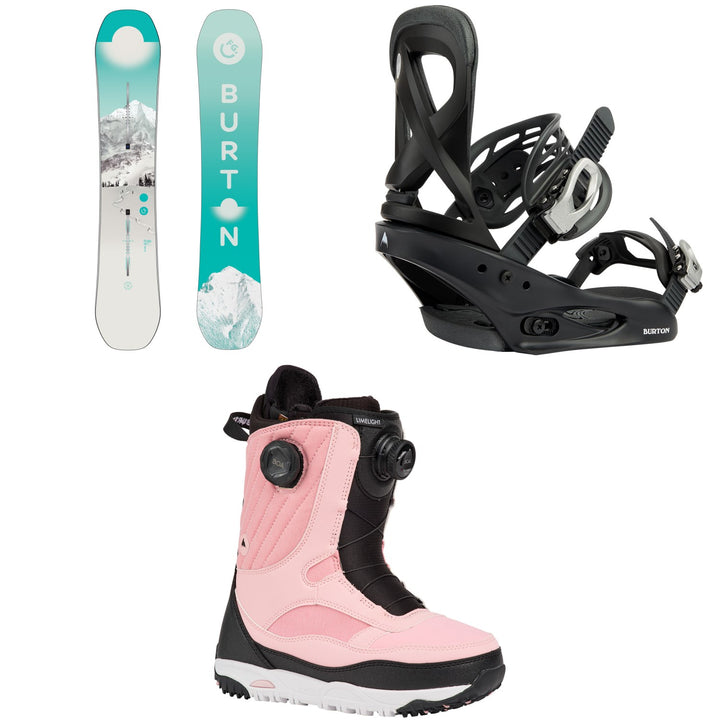 Burton Feelgood Flying V Snowboard + Scribe Snowboard Bindings + Limelight Boa Snowboard Boots - Women's 2027