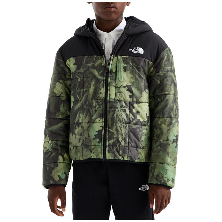 The North Face Reversible Shasta Full Zip Hooded Print Jacket - Boys' New Taupe Green Yosemite Oak Print
