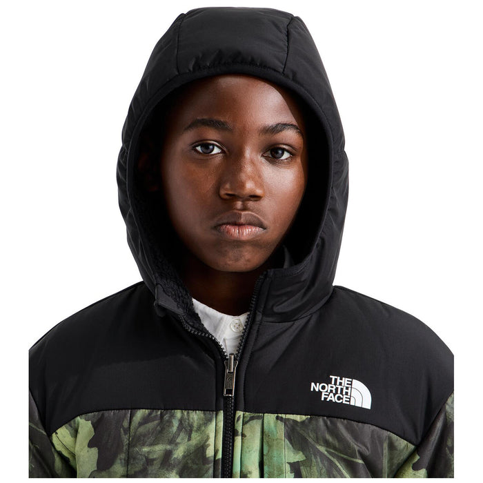 The North Face Reversible Shasta Full Zip Hooded Print Jacket - Boys' New Taupe Green Yosemite Oak Print