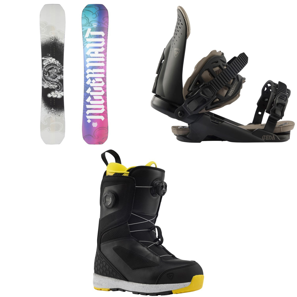 Rossignol Juggernaut Snowboard + Cuda Snowboard Bindings + RS Primo Snowboard Boots 2027