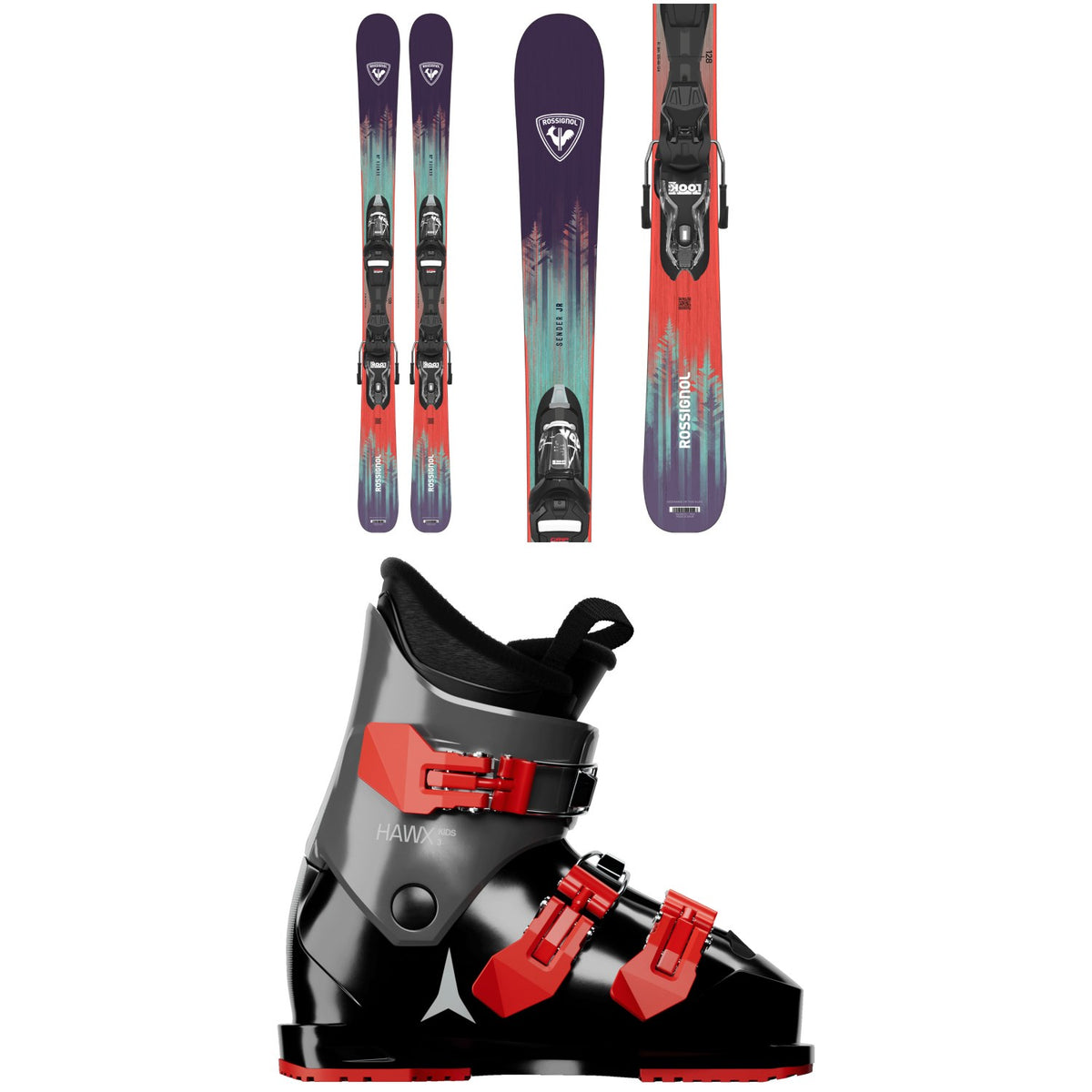 Rossignol Sender Jr Skis + Kid-X 4 Bindings - Kids' + Atomic Hawx Kids 3 Ski Boots - Kids' 2027